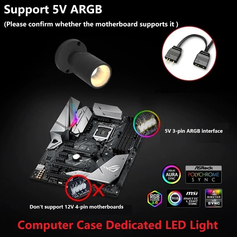 Pc Gaming Second - QITU 1W 3W ARGB 5V 3-pins