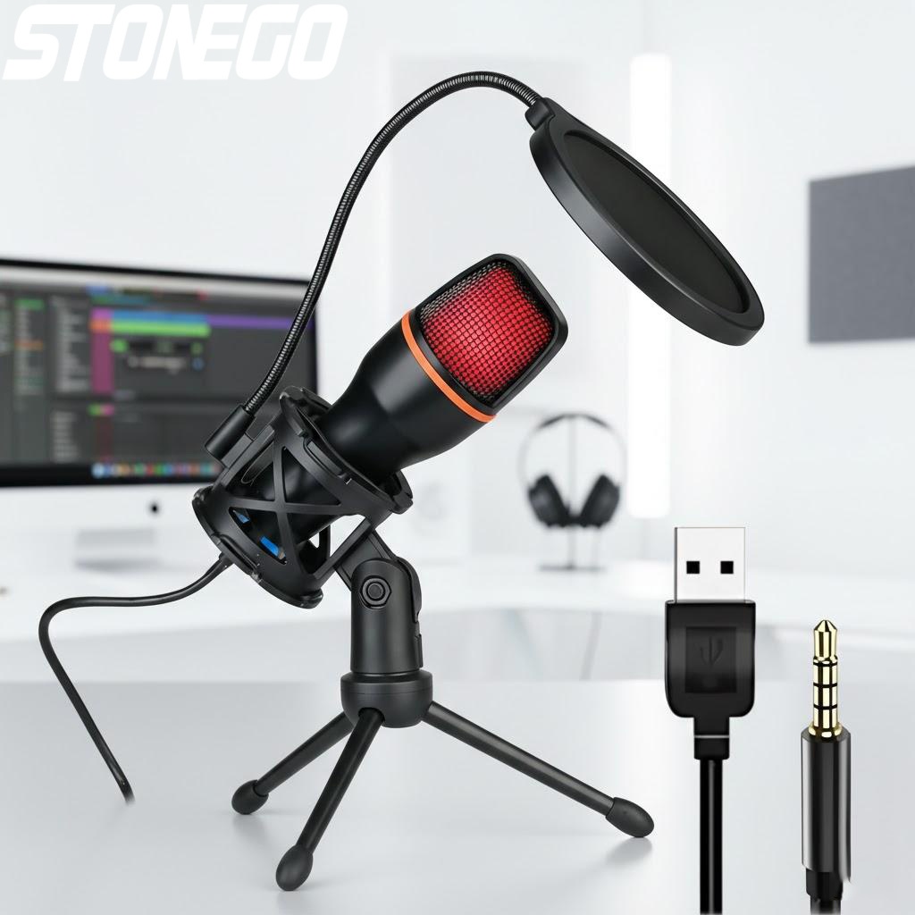 Pc Gaming Youtubers - Professionele USB-condensatormicrofoonset met RGB-verlichting Statief voor